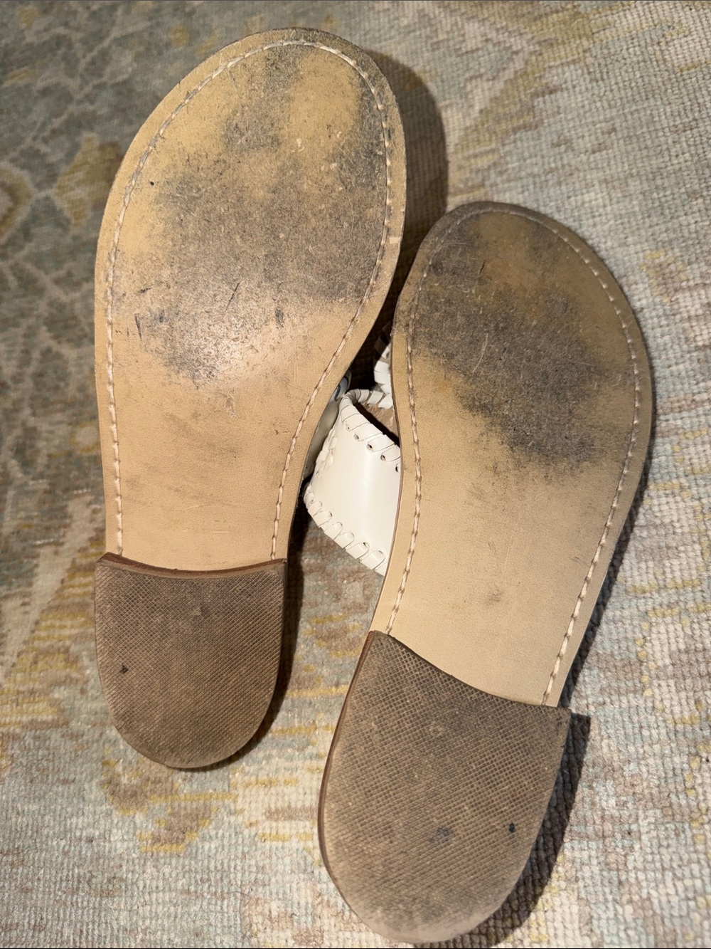 Jack Rogers White Leather Flower-Trim Sandals - Picture 2 of 3